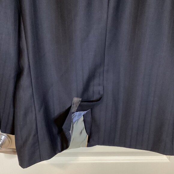 Carlo Monza Couture Men's Suit Blazer Jacket Size 44 Regular Navy Blue Pin Strip - Picture 5 of 9